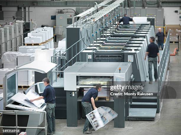 multiple exposure of printers using industrial printing press - stampatore foto e immagini stock