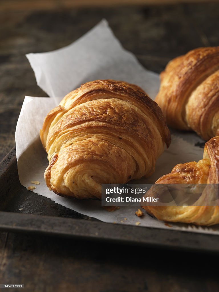 Close up of croissants on tray