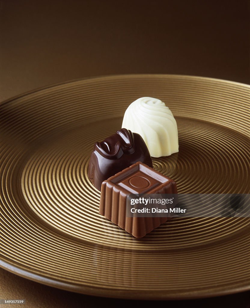 Close up of chocolates on serving tray