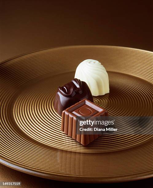 close up of chocolates on serving tray - chocolate truffle bildbanksfoton och bilder