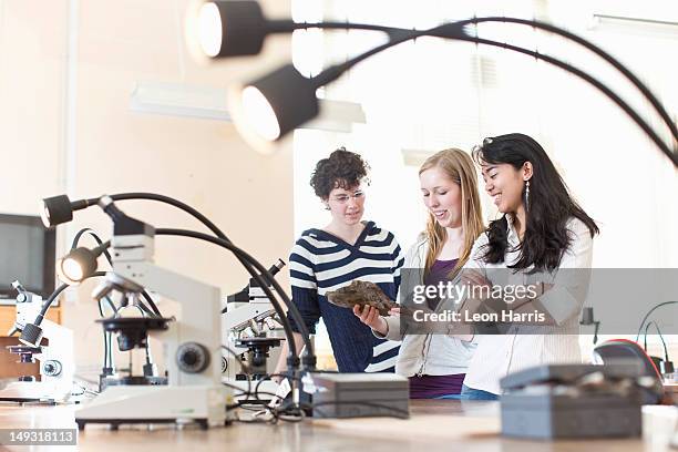 students working in geology lab - st andrews scotland stock pictures, royalty-free photos & images