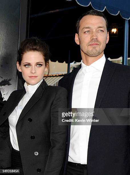 Actress Kristen Stewart and director Rupert Sanders arrive at a screening of Universal Pictures' "Snow White and The Huntsman" at the Village Theatre...
