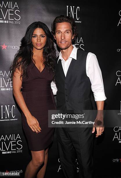 Camila Alves, and Matthew McConaughey attend INC International Concepts Unveils Camila Alves As Brand Ambassador on July 26, 2012 in New York City.