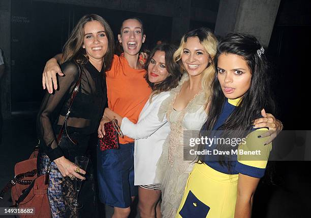 Jade Williams aka Sunday Girl, Laura Jackson, Caroline Flack, Zara Martin and Bip Ling attend the Warner Music Group Pre-Olympics Party in the...