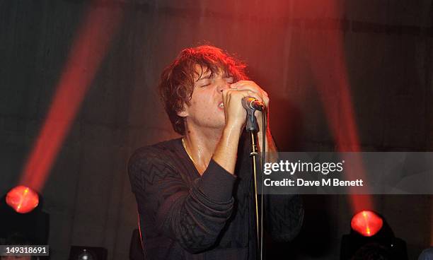 Paolo Nutini performs at the Warner Music Group Pre-Olympics Party in the Southern Tanks Gallery at the Tate Modern on July 26, 2012 in London,...