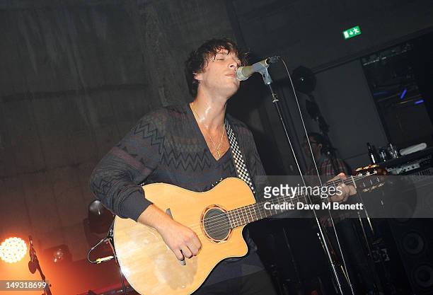 Paolo Nutini performs at the Warner Music Group Pre-Olympics Party in the Southern Tanks Gallery at the Tate Modern on July 26, 2012 in London,...