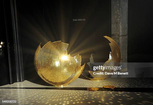 General view of the atmosphere at the Warner Music Group Pre-Olympics Party in the Southern Tanks Gallery at the Tate Modern on July 26, 2012 in...