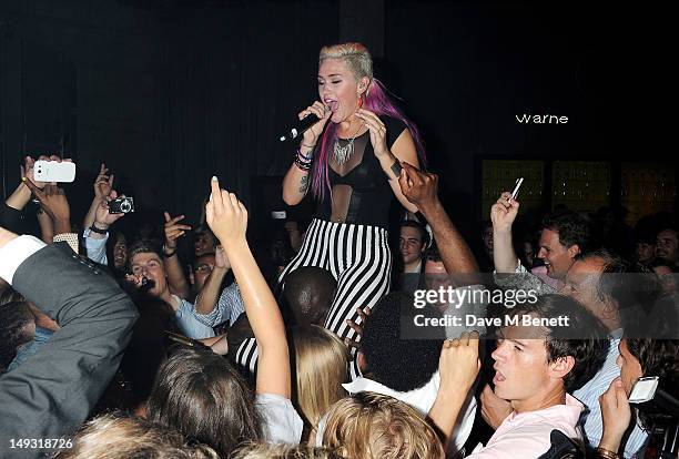 General view of the atmosphere at the Warner Music Group Pre-Olympics Party in the Southern Tanks Gallery at the Tate Modern on July 26, 2012 in...