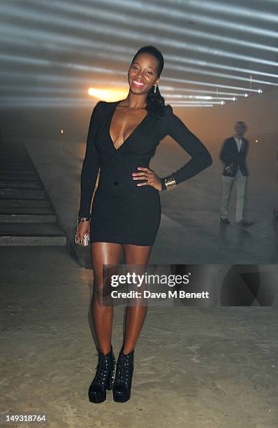 Jamelia arrives at the Warner Music Group Pre-Olympics Party in the Southern Tanks Gallery at the Tate Modern on July 26, 2012 in London, England.