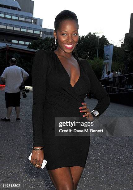 Jamelia arrives at the Warner Music Group Pre-Olympics Party in the Southern Tanks Gallery at the Tate Modern on July 26, 2012 in London, England.