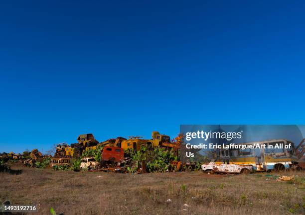 Military tank graveyard, Central Region, Asmara, Eritrea on May 12, 2023 in Asmara, Eritrea.