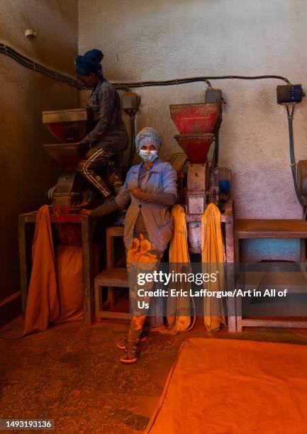 Eritrean women working in a mill, Central Region, Asmara, Eritrea on May 12, 2023 in Asmara, Eritrea.