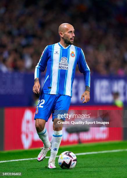 Aleix Vidal of RCD Espanyol with the ball during the LaLiga Santander match between RCD Espanyol and Atletico de Madrid at RCDE Stadium on May 24,...