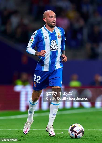 Aleix Vidal of RCD Espanyol with the ball during the LaLiga Santander match between RCD Espanyol and Atletico de Madrid at RCDE Stadium on May 24,...