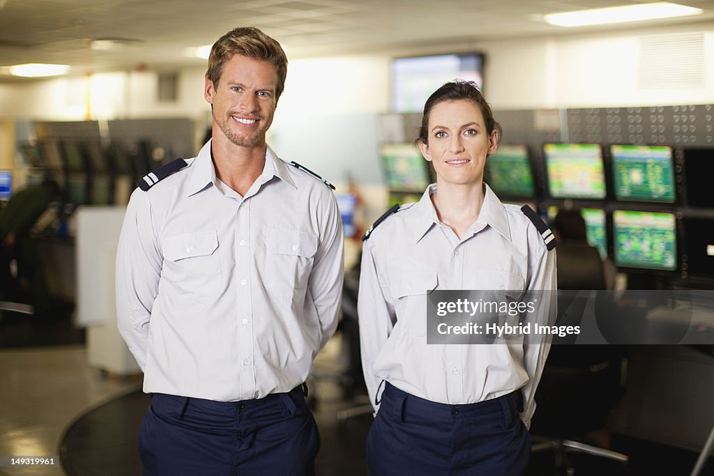 Security personnel in control room