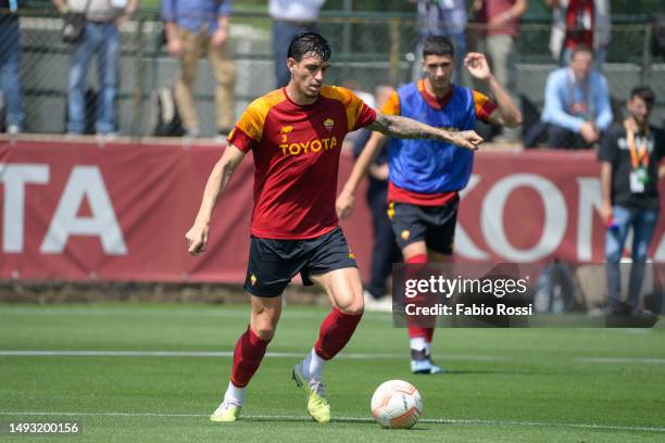 Roma player Roger Ibanez during a training session at Centro Sportivo Fulvio Bernardini on May 25, 2023 in Rome, Italy.