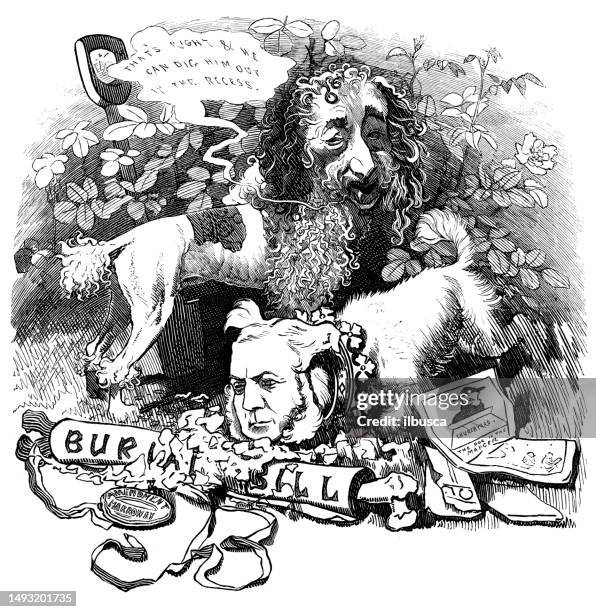 british satire caricature comic cartoon illustration - william ewart gladstone stock illustrations