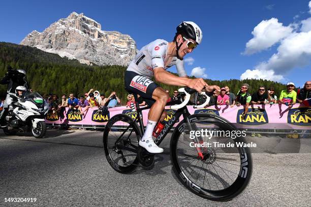 João Almeida of Portugal and UAE Team Emirates - White Best Young Rider Jersey competes during the 106th Giro d'Italia 2023, Stage 18 a 161km stage...
