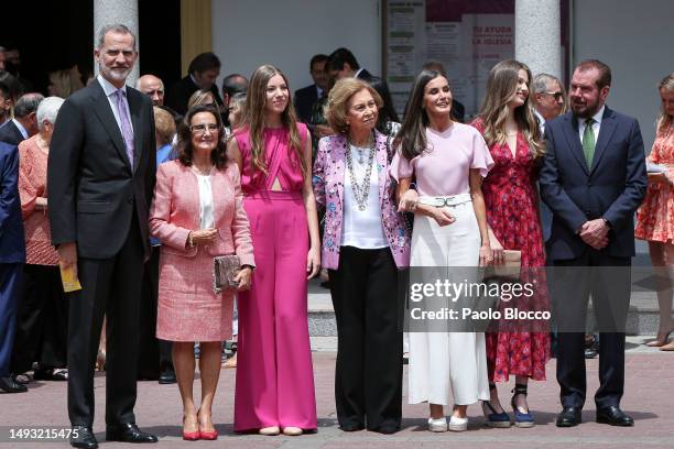 King Felipe VI of Spain, Paloma Rocasolano, Princess Sofia, Queen Sofia, Queen Letizia of Spain, Crown Princess Leonor of Spain and Jesus Ortiz...