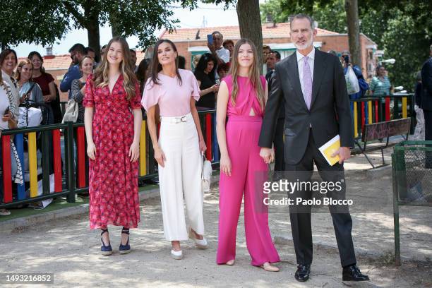 Crown Princess Leonor of Spain, Queen Letizia of Spain, Princess Sofia and King Felipe VI of Spain arrive for the confirmation of Princess Sofia of...