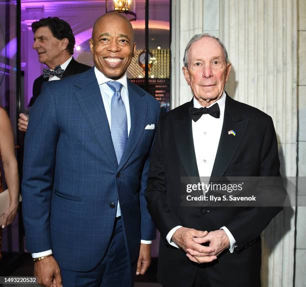 Mayor Eric Adams and Honoree Michael R. Bloomberg attend the Museum of the City of New York's Centennial Gala honoring Michael R. Bloomberg on May...