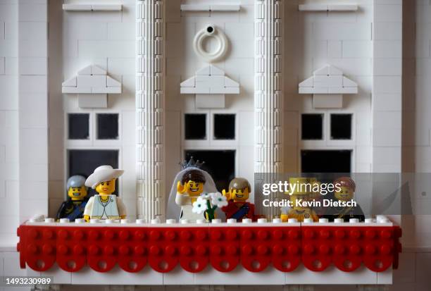 Replica of the Buckingham Palace is displayed at the Brick City exhibit at the Building Museum on May 25, 2023 in Washington, DC. The Brick City...