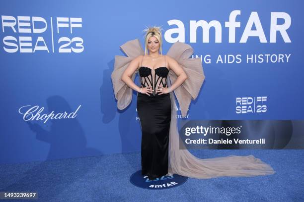 Bebe Rexha attends the amfAR Cannes Gala 2023 at Hotel du Cap-Eden-Roc on May 25, 2023 in Cap d'Antibes, France.