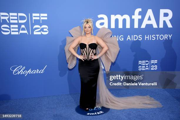 Bebe Rexha attends the amfAR Cannes Gala 2023 at Hotel du Cap-Eden-Roc on May 25, 2023 in Cap d'Antibes, France.