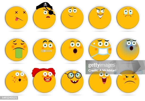 cute emoticons. - different body types stock illustrations