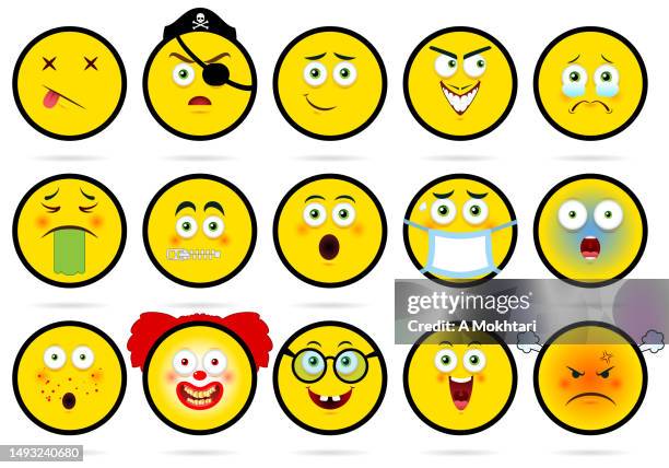 emoticon with black outline. - internet piracy stock illustrations