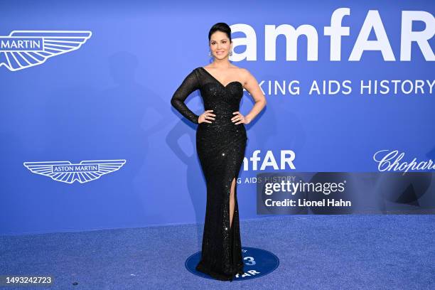 Sunny Leone attends the amfAR Cannes Gala 2023 Sponsored by Aston Martin at Hotel du Cap-Eden-Roc on May 25, 2023 in Cap d'Antibes, France.