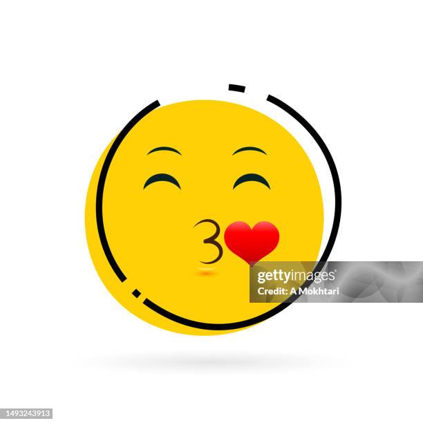 cute emoticon with funny face - blowing a kiss stock illustrations