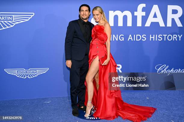 Benjamin Larretche and Petra Nemcova attends the amfAR Cannes Gala 2023 Sponsored by Aston Martin at Hotel du Cap-Eden-Roc on May 25, 2023 in Cap...