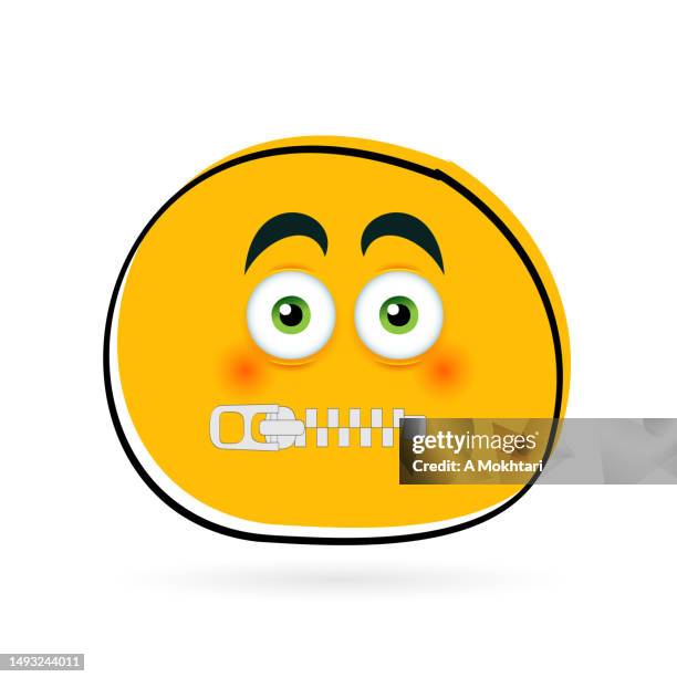 emoticon with closed mouth. - emoticones stock illustrations