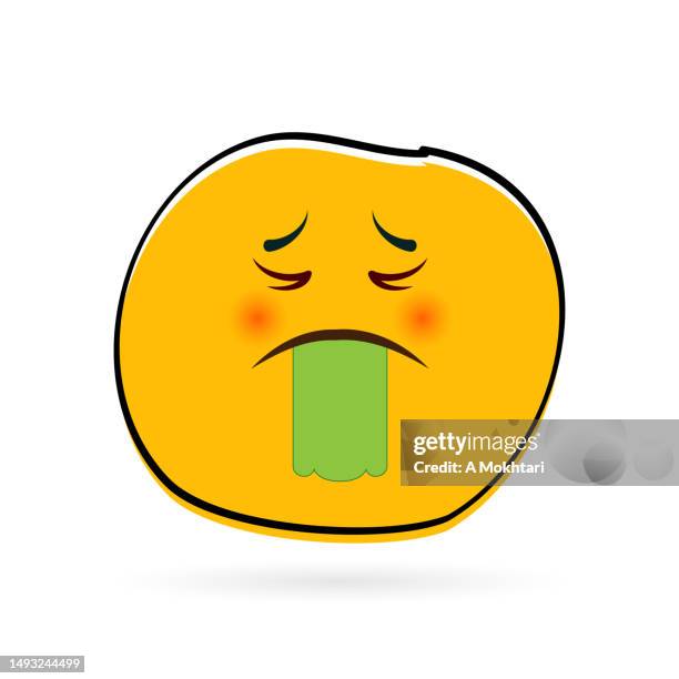 stockillustraties, clipart, cartoons en iconen met sick emoticon. - misselijkheid