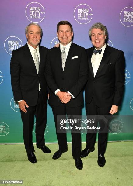 Daniel Wilson, guest and Chris Maddux attend the Museum of the City of New York's Centennial Gala honoring Michael R. Bloomberg on May 24, 2023 in...