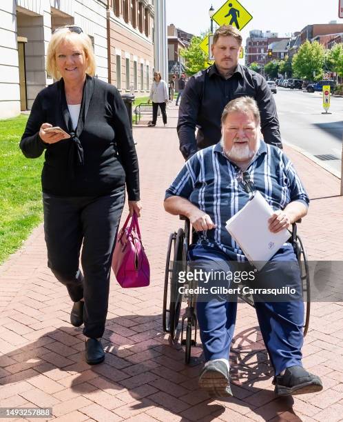 April Margera and Phil Margera are seen leaving the Chester County Justice Center on May 25, 2023 in Chester County, Pennsylvania.