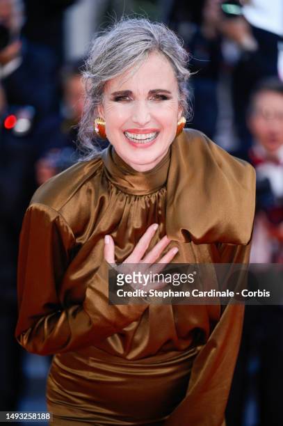 Andie MacDowell attends the "L'Ete Dernier " red carpet during the 76th annual Cannes film festival at Palais des Festivals on May 25, 2023 in...