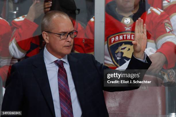 Florida Panthers Head Coach Paul Maurice directs his team from the bench against the Carolina Hurricanes in Game Four of the Eastern Conference Final...