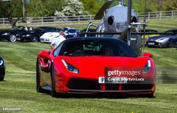 The Ferrari 488 GTB seen at Petrolheadonism Cars and Copters Event in Bedfordshire. Every year, Petrolheadonism host a cars and copters event to...
