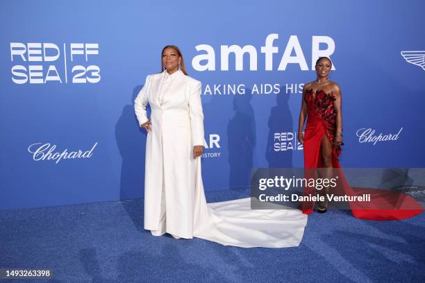 Queen Latifah and Eboni Nichols attend the amfAR Cannes Gala 2023 at Hotel du Cap-Eden-Roc on May 25, 2023 in Cap d'Antibes, France.