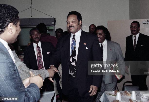 Rev. Jesse Jackson and Rev. Al Sharpton met with Church leaders at True-Ways Baptist Church to discuss Anti-Affirmative Action, January 10, 1995 in...