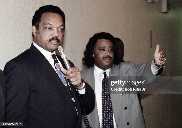 Rev. Jesse Jackson and Rev. Al Sharpton met with Church leaders at True-Ways Baptist Church to discuss Anti-Affirmative Action, January 10, 1995 in...