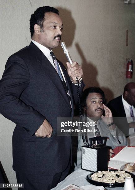 Rev. Jesse Jackson and Rev. Al Sharpton met with Church leaders at True-Ways Baptist Church to discuss Anti-Affirmative Action, January 10, 1995 in...