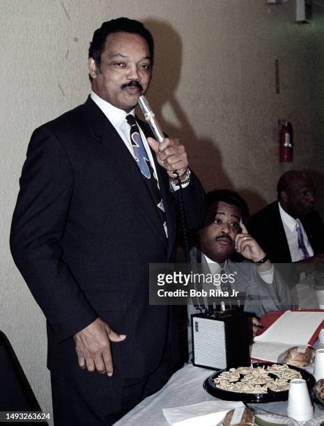 Rev. Jesse Jackson and Rev. Al Sharpton met with Church leaders at True-Ways Baptist Church to discuss Anti-Affirmative Action, January 10, 1995 in...