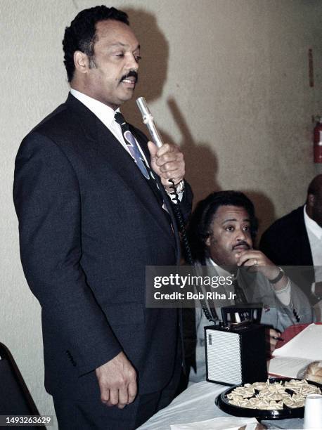 Rev. Jesse Jackson and Rev. Al Sharpton met with Church leaders at True-Ways Baptist Church to discuss Anti-Affirmative Action, January 10, 1995 in...