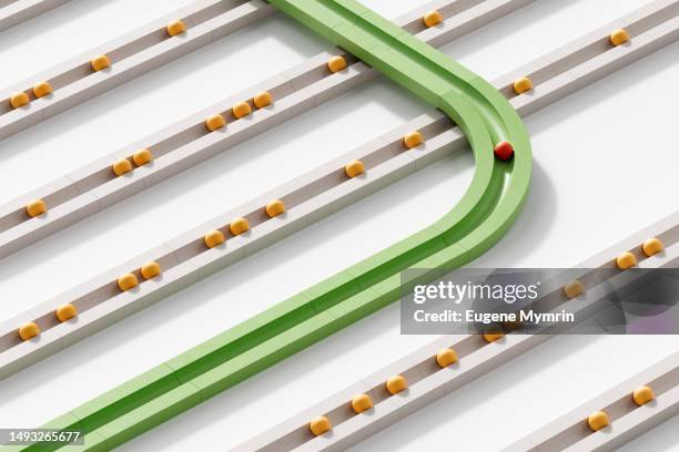 3d image of rolling objects along a infinity path.  the concept of choice. - revelation stock pictures, royalty-free photos & images