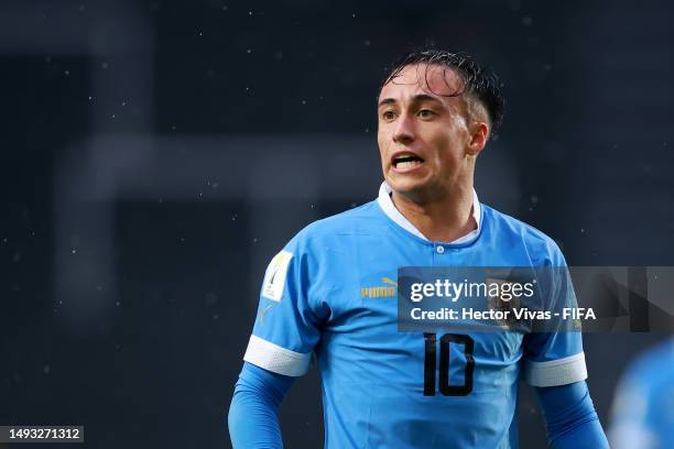 Franco Gonzalez of Uruguay reacts during the FIFA U-20 World Cup Argentina 2023 Group E match between Uruguay and England at Estadio La Plata on May...