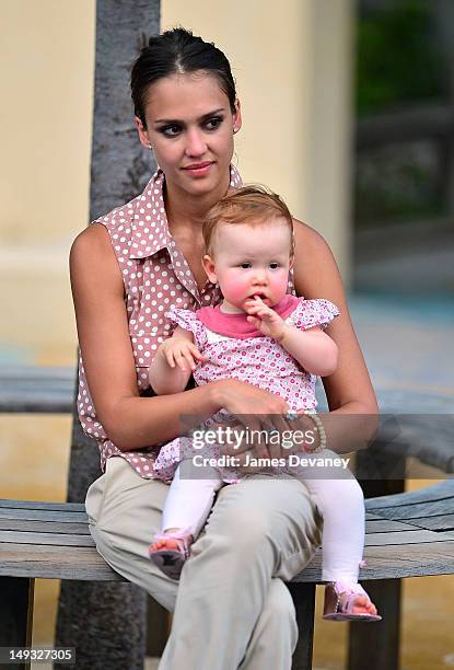 Jessica Alba and Haven Garner Warren seen at a Chelsea playground on July 26, 2012 in New York City.
