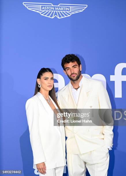 Melissa Satta and Matteo Berrettini attend the amfAR Cannes Gala 2023 Sponsored by Aston Martin at Hotel du Cap-Eden-Roc on May 25, 2023 in Cap...